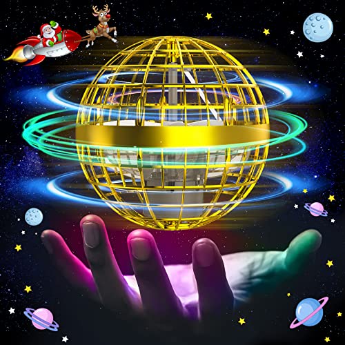 Funplus Flying Orb Ball Kids Toys,2022 Magic Controller Floating Space Hover Balls,Boomerang Ball Flying Galactic Fidget Spinner Mini Drone Toy,Cool Stuff Gifts for Kid (Gold) from FUNPLUS