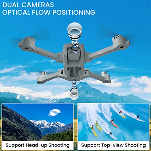IDEA16 Drones with 2 Cameras for Adults/Beginners 4K, 5GHz FPV WiFi Live Video RC Quadcopter with 120 Wide-Angle Adjustable Professional Camera, Optical Flow Positioning, 2 Batteries Helicopter by le-idea