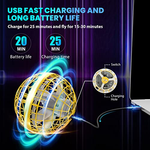 Funplus Flying Orb Ball Kids Toys,2022 Magic Controller Floating Space Hover Balls,Boomerang Ball Flying Galactic Fidget Spinner Mini Drone Toy,Cool Stuff Gifts for Kid (Gold) from FUNPLUS