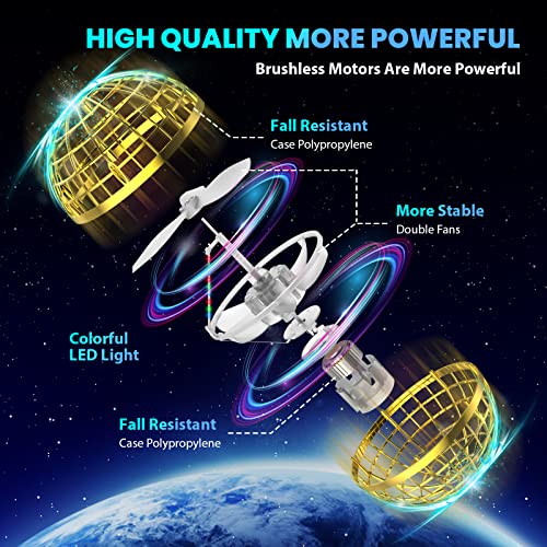 Funplus Flying Orb Ball Kids Toys,2022 Magic Controller Floating Space Hover Balls,Boomerang Ball Flying Galactic Fidget Spinner Mini Drone Toy,Cool Stuff Gifts for Kid (Gold) from FUNPLUS