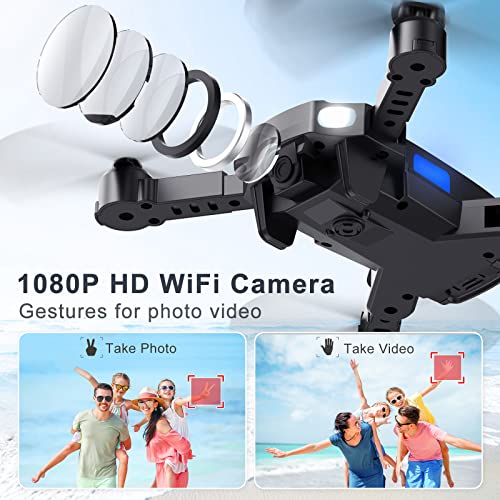 ZGMON Drone with 1080P HD Camera for Adults, Foldable Mini Drones for Beginners Kids, FPV RC Quadcopters Helicopter Gifts Toys, Voice Control, Gesture Control, Throw to Go, 3D Flip, Altitude Hold, 2 Batteries by ZGMON