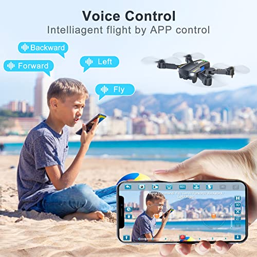 ZGMON Drone with 1080P HD Camera for Adults, Foldable Mini Drones for Beginners Kids, FPV RC Quadcopters Helicopter Gifts Toys, Voice Control, Gesture Control, Throw to Go, 3D Flip, Altitude Hold, 2 Batteries by ZGMON