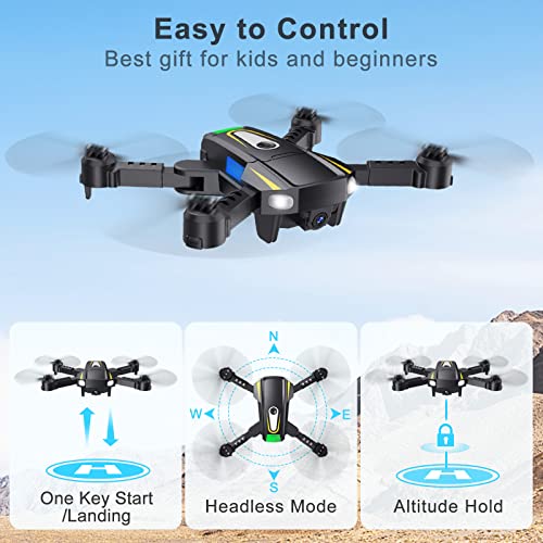 ZGMON Drone with 1080P HD Camera for Adults, Foldable Mini Drones for Beginners Kids, FPV RC Quadcopters Helicopter Gifts Toys, Voice Control, Gesture Control, Throw to Go, 3D Flip, Altitude Hold, 2 Batteries by ZGMON