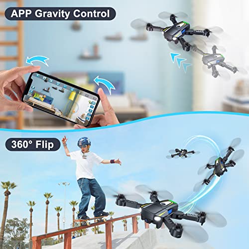 ZGMON Drone with 1080P HD Camera for Adults, Foldable Mini Drones for Beginners Kids, FPV RC Quadcopters Helicopter Gifts Toys, Voice Control, Gesture Control, Throw to Go, 3D Flip, Altitude Hold, 2 Batteries by ZGMON