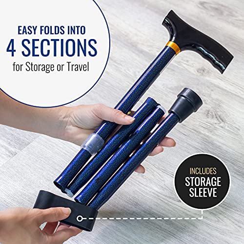 DMI Walking Cane, Walking Stick, Foldable Cane for Men, Women, Seniors and Handicapped Adjusts from 33-37 Inches in 1 inch increments with Ergonomic Wood Handle, Supports up to 250 Pounds, Floral from DMI