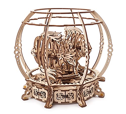 UGEARS 3D Puzzle Mechanical Aquarium - Creative 3D Wooden Puzzles for Adults Driven by a Spring - Aquarium Wood Model Kit - Unique Wooden Puzzle - 3D Puzzles for Adults and Kids Building Kit from UGEARS