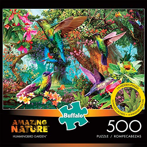 Buffalo Games - Hummingbird Garden - 500 Piece Jigsaw Puzzle with Hidden Images, Green from Buffalo Games