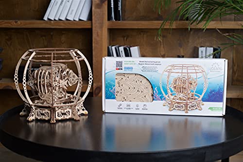 UGEARS 3D Puzzle Mechanical Aquarium - Creative 3D Wooden Puzzles for Adults Driven by a Spring - Aquarium Wood Model Kit - Unique Wooden Puzzle - 3D Puzzles for Adults and Kids Building Kit from UGEARS