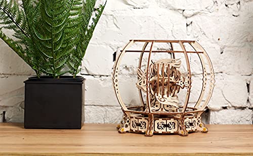 UGEARS 3D Puzzle Mechanical Aquarium - Creative 3D Wooden Puzzles for Adults Driven by a Spring - Aquarium Wood Model Kit - Unique Wooden Puzzle - 3D Puzzles for Adults and Kids Building Kit from UGEARS
