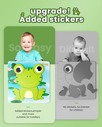 Olansit Wooden Puzzles for Toddlers 1 2 3 Year Old Girls Boys, Upgraded Toddler Puzzles with Animal Cards, 6 Pack Animal Jigsaw Puzzles Montessori Toys, Learning Travel Toys Gifts for Ages 1-3 by Olansit