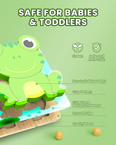 Olansit Wooden Puzzles for Toddlers 1 2 3 Year Old Girls Boys, Upgraded Toddler Puzzles with Animal Cards, 6 Pack Animal Jigsaw Puzzles Montessori Toys, Learning Travel Toys Gifts for Ages 1-3 by Olansit