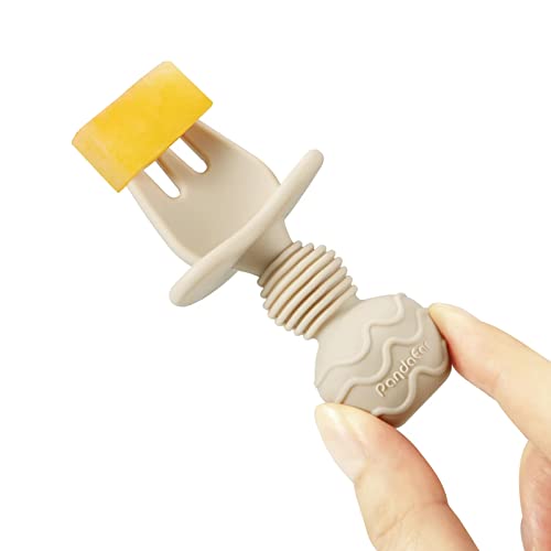 PandaEar 6 Pack Silicone Baby Spoons and Fork Feeding Set- Anti-Choke First Self Feeding Utensils for Baby Led Weaning Ages 3 Months by PandaEar