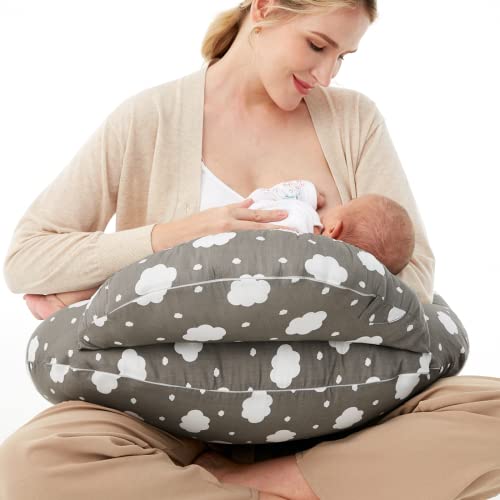 Momcozy Nursing Pillow for Breastfeeding, Original Plus Size Breastfeeding Pillows for More Support for Mom and Baby, with Adjustable Waist Strap and Removable Cotton Cover, Grey from Momcozy