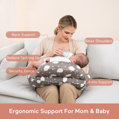 Momcozy Nursing Pillow for Breastfeeding, Original Plus Size Breastfeeding Pillows for More Support for Mom and Baby, with Adjustable Waist Strap and Removable Cotton Cover, Grey from Momcozy