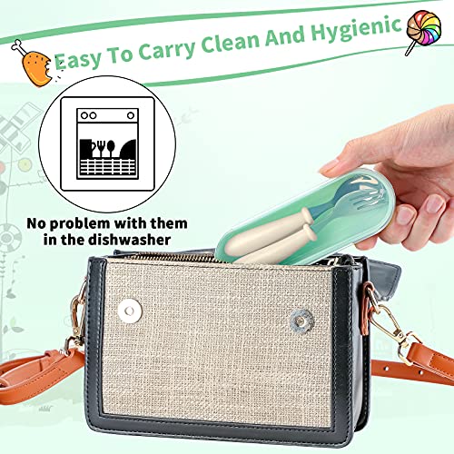 9 Pieces Toddler Utensils Stainless Steel Fork and Spoon Safe Baby Silverware Set, Kid Safe Utensils Children's Flatware Kids Cutlery Set with Round Handle for LunchBox (White, Rose Red, Blue) by Patelai