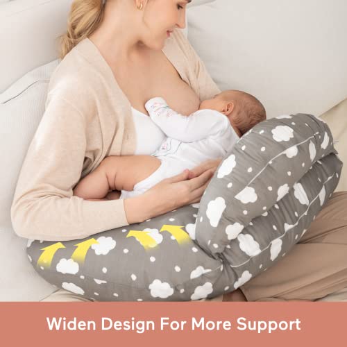 Momcozy Nursing Pillow for Breastfeeding, Original Plus Size Breastfeeding Pillows for More Support for Mom and Baby, with Adjustable Waist Strap and Removable Cotton Cover, Grey from Momcozy
