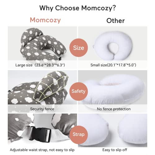 Momcozy Nursing Pillow for Breastfeeding, Original Plus Size Breastfeeding Pillows for More Support for Mom and Baby, with Adjustable Waist Strap and Removable Cotton Cover, Grey from Momcozy