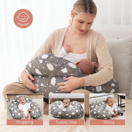 Momcozy Nursing Pillow for Breastfeeding, Original Plus Size Breastfeeding Pillows for More Support for Mom and Baby, with Adjustable Waist Strap and Removable Cotton Cover, Grey from Momcozy
