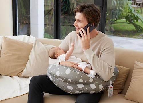 Momcozy Nursing Pillow for Breastfeeding, Original Plus Size Breastfeeding Pillows for More Support for Mom and Baby, with Adjustable Waist Strap and Removable Cotton Cover, Grey from Momcozy