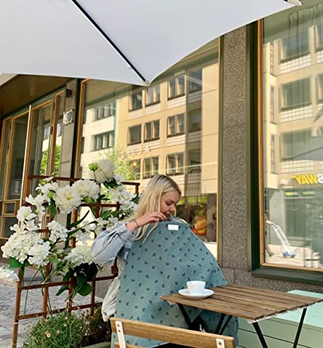 Nursing Cover for Baby Breastfeeding & Pumping | Multi Use Car Seat Stroller Cover | Breathable Soft Organic Muslin Cotton | Breast Feeding Apron & Shawl by TISU (Dusty Green Rainbow) from TISU