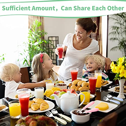 9 Pieces Toddler Utensils Stainless Steel Fork and Spoon Safe Baby Silverware Set, Kid Safe Utensils Children's Flatware Kids Cutlery Set with Round Handle for LunchBox (White, Rose Red, Blue) by Patelai