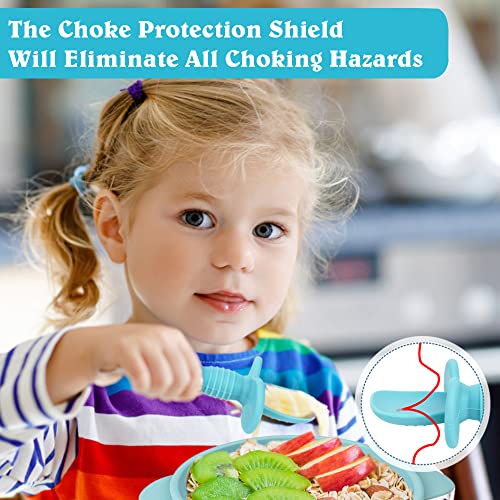 Baby Spoon & Fork - First Stage Toddler Utensils - Baby Led Weaning Spoon - 100% Food Grade Soft Silicone Anti-Choke, Best Self Feeding for Ages 6 Months+ by KingKam