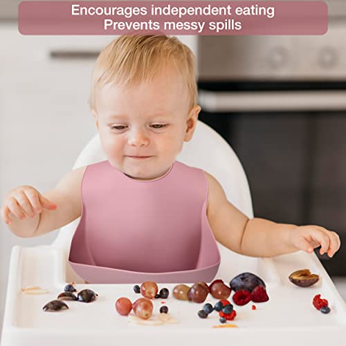 Mutualproducts - Baby Feeding Set 8-Piece | Baby Led Weaning Utensils Set Includes Suction Bowl and Plate, Baby Spoon and Fork, Sippy Cup with Straw and Lid | Baby Feeding Supplies Set (Peach Pink) by mutualproducts