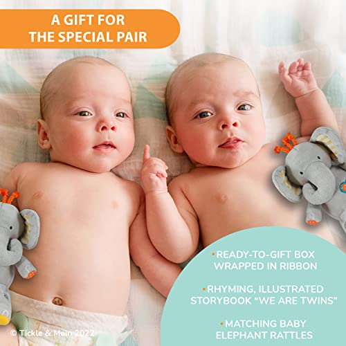 We are Twins - Baby and Toddler Twin Gift Set- Includes Keepsake Book and Set of 2 Plush Elephant Rattles for Boys and Girls. Perfect for Newborn Infant - Baby Shower - Toddler Birthday â Christmas from Tickle & Main