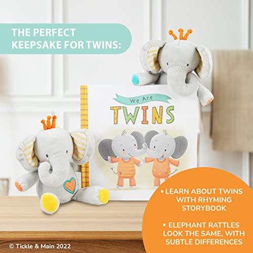 We are Twins - Baby and Toddler Twin Gift Set- Includes Keepsake Book and Set of 2 Plush Elephant Rattles for Boys and Girls. Perfect for Newborn Infant - Baby Shower - Toddler Birthday â Christmas from Tickle & Main