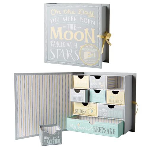 Baby Milestone Keepsake Storage Box by Votum: Track Treasured Memories, 9 Sections â 9 x 3.5 x 9 â Moon & Stars from Votum Enterprises