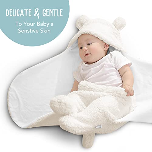 BlueMello Baby Swaddle Blanket | Ultra-Soft Plush Essential for Infants 0-6 Months | Receiving Swaddling Wrap White | Ideal Newborn Registry and Toddler Boy Accessories | Perfect Baby Girl Shower Gift from BlueMello