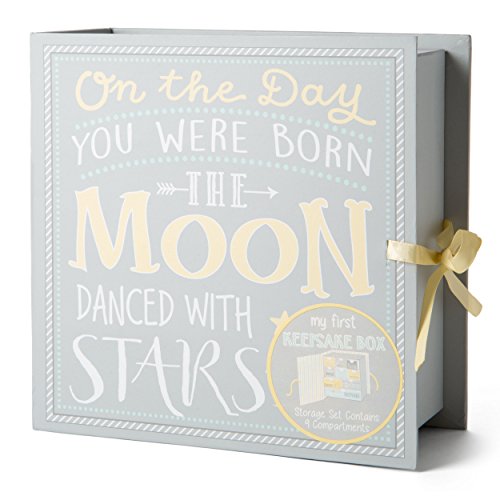 Baby Milestone Keepsake Storage Box by Votum: Track Treasured Memories, 9 Sections â 9 x 3.5 x 9 â Moon & Stars from Votum Enterprises