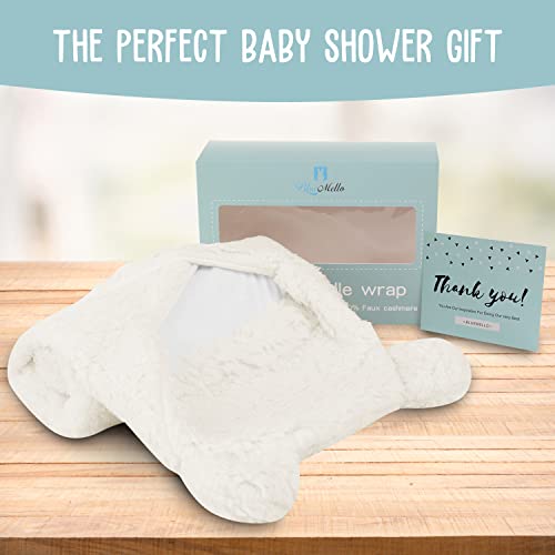 BlueMello Baby Swaddle Blanket | Ultra-Soft Plush Essential for Infants 0-6 Months | Receiving Swaddling Wrap White | Ideal Newborn Registry and Toddler Boy Accessories | Perfect Baby Girl Shower Gift from BlueMello