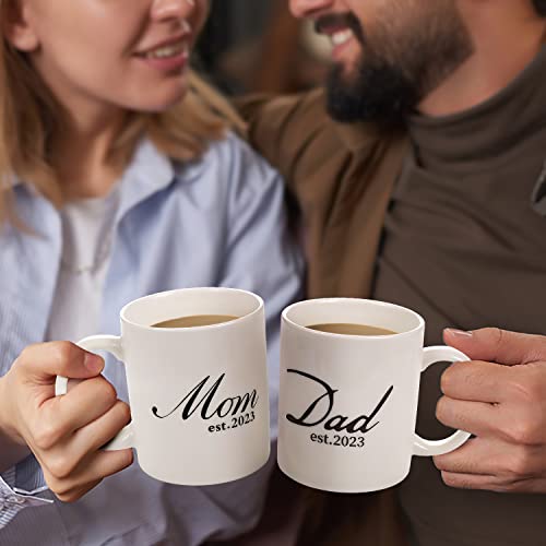 Pregnancy Gifts for First Time Moms â Mom and Dad Est 2022 11 oz Mug Set with Romper (0-3 Months) and Baby Socks â- Top New Parents Gifts for Mom and Dad to Be - Baby Shower from Accgz