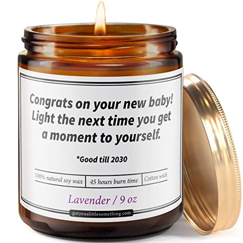 Funny Candle for New Parents - New Mom Gifts for Women | Baby Shower Gifts for New Baby First Time Mothers Mommy Mom to Be Unique Humorous Baby Registry Pregnancy Present | 9 oz Lavender Soy Candle by Got you a little something