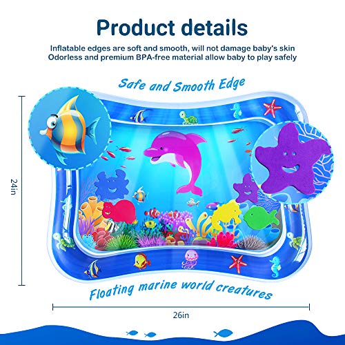 ZMLM Baby Tummy-Time Water Mat: Infant Toy Gift Activity Play Mat Inflatable Sensory Playmat Babies Belly Time Pat Indoor Small Pad for 3 6 9 Month Newborn Boy Girl Toddler Fun Game from ZMLM