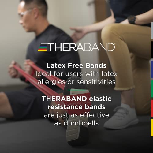 TheraBand Resistance Band 25 Yard Roll, Medium Red Non-Latex Professional Elastic Bands For Upper & Lower Body Exercise Workouts, Physical Therapy, Pilates, & Rehab, Dispenser Box, Beginner Level 3 by TheraBand