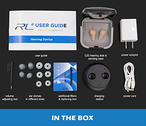 Rechargeable Hearing Amplifier to Aid and Assist Hearing of Seniors and Adults, Invisible Mini Digital Amplifiers Small & Light ( R&L C20 Pair) by R&L