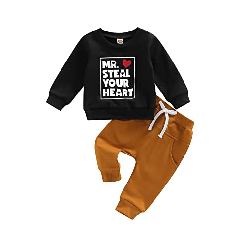 Cevoerf Newborn Infant Baby Boy Valentines Outfits Mr Steal Your Heart Sweatshirts Pants Spring Valentineâs Day Clothes from Cevoerf