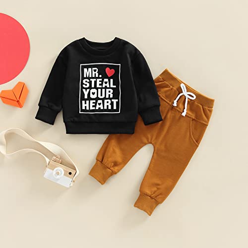 Cevoerf Newborn Infant Baby Boy Valentines Outfits Mr Steal Your Heart Sweatshirts Pants Spring Valentineâs Day Clothes from Cevoerf