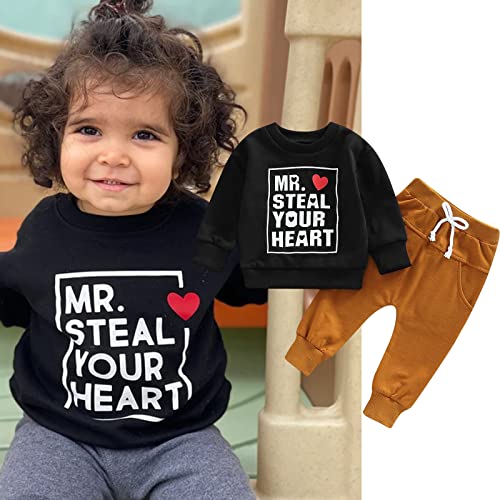 Cevoerf Newborn Infant Baby Boy Valentines Outfits Mr Steal Your Heart Sweatshirts Pants Spring Valentineâs Day Clothes from Cevoerf