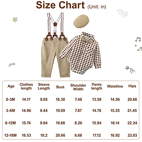 ZOEREA Baby Boy Clothes Infant Tuxedo Long Sleeve Gentleman Outfits + Suspender Pants + Bowtie + Beret Hat Baby Boy Suit Set by 