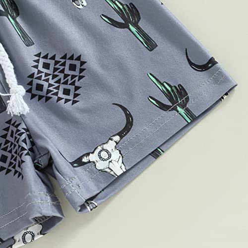 Muasaaluxi Western Baby Boy Summer Clothes Cow Print Short Sleeve T-Shirt Casual Shorts Toddler Boy Outfits 0-3T (Blue, 12-18 Months) from Muasaaluxi