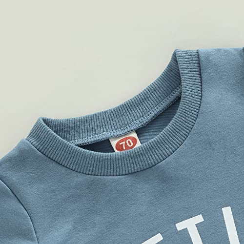 Toddler Baby Boy Clothes Summer Striped Print Short Sleeve T-shirt Elastic Waist Shorts Set 6 12 18 24M Outfits (E-Blue Gray Little Dude , 18-24 Months ) from Mandizy