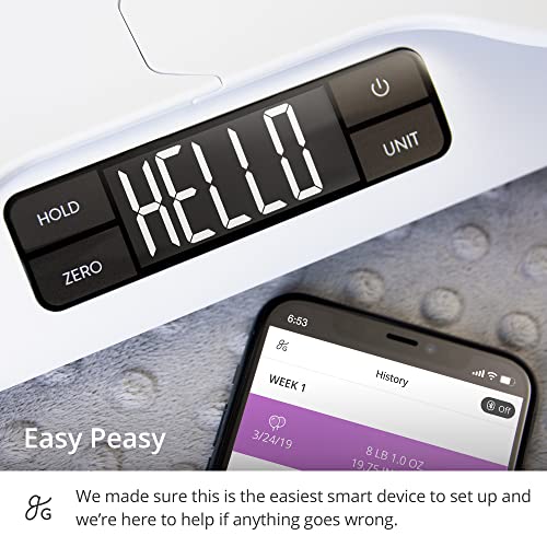 Greater Goods Smart Baby Scale, Bluetooth Connected Device, Toddler Scale, Pet Scale, Infant Scale with Hold Function (White) by Greater Goods