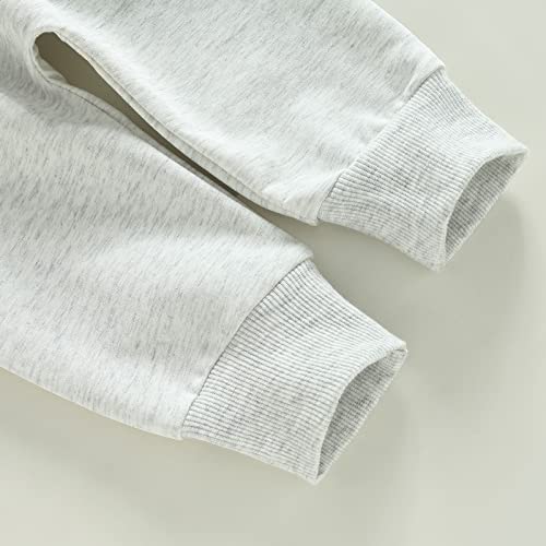 Baby Boy Clothes 2pcs Fall Outfits Long Sleeve Solid Sweatshirt T-Shirt Top Striped Drawstring Pants Set (A- Blue & Grey, 18-24 Months) from 