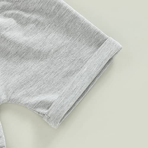 Toddler Baby Boy Clothes Summer Striped Print Short Sleeve T-shirt Elastic Waist Shorts Set 6 12 18 24M Outfits (E-Blue Gray Little Dude , 18-24 Months ) from Mandizy