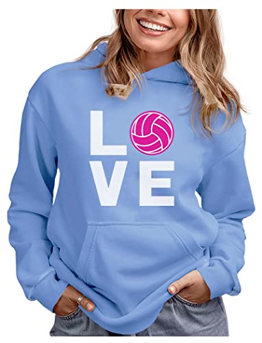 Love Volleyball Gifts Hoodies for Teen Girls Women Fans Sweatshirts Hoodie Large California Blue from 