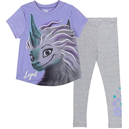 Disney Raya and the Last Dragon Sisu Toddler Girls Graphic T-Shirt and Leggings Outfit Set Purple/Gray 5T by 
