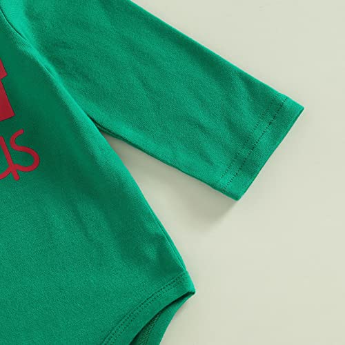 My First Christmas Baby Boy Girl Outfit Newborn Long Sleeve Romper Onesie Striped Pants Hat 1St Christmas Clothes Set (Green & Red Striped , 6-9 Months ) by FYBITBO